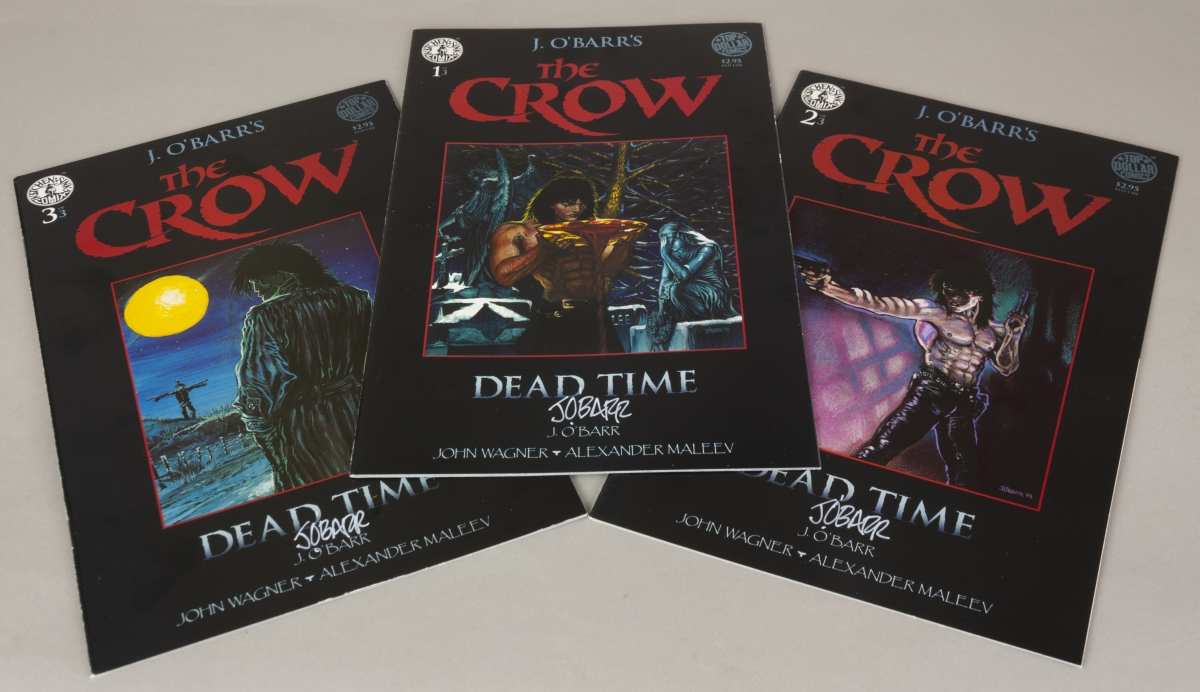 Each issue of the comic in the Society's collection. The signature of Detroit’s own James O’Barr graces the covers of each issue in our collection. In addition to creating the character, and developing the story for this mini-series, O’Barr’s own distinctive art is featured on each cover.