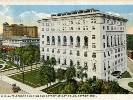 Postcard - Y.M.C.A., Telephone Building, and Detroit Athletic Club, Detroit, Mich.