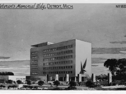 Postcard - Veteran's Memorial Bldg., Detroit, Mich.