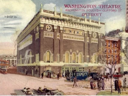 Postcard - Washington Theatre, Washington Boul'v'd. and Clifford St., Detroit
