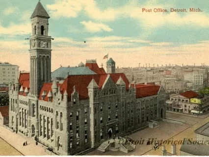 Postcard - Post Office, Detroit, Mich.