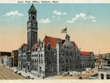 Postcard - Main Post Office, Detroit, Mich.