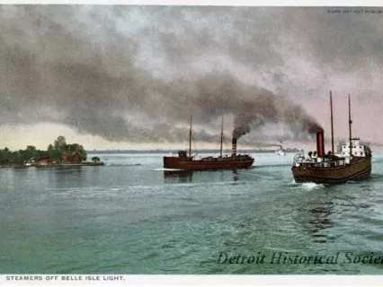 Postcard - Steamers Off Belle Isle Light.