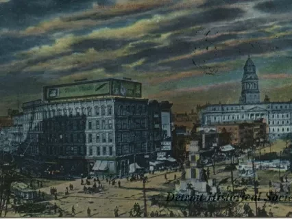 Postcard - Munroe Avenue, Cadillac Square, Detroit, Mich.