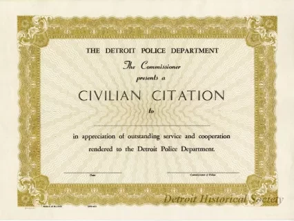 Certificate - The Detroit Police Department
Civilian Citation