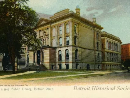 Postcard - Public Library, Detroit, Mich.