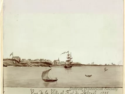 Print - Vue de la Ville et Fort du De'troit, 1795