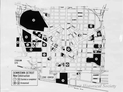 Map - Downtown Detroit, New Construction