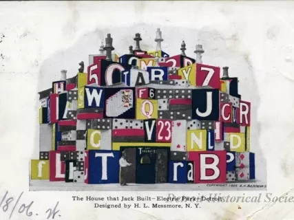 Postcard - The House that Jack Built - Electric Park - Detroit; Designed by H.L. Messmore, N.Y.