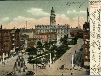 Postcard - Cadillac Square, Detroit, Mich.