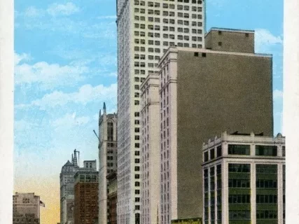 Postcard - Barlum Hotel and Tower, Cadillac Square, Detroit, Mich.