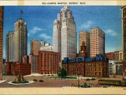 Postcard - Campus Martius, Detroit, Mich.