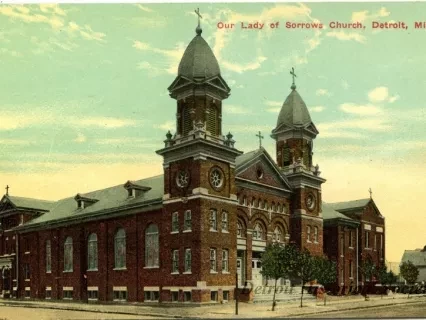 Postcard - Our Lady of Sorrows Church, Detroit, Mich. - Our Lady of Sorrows Church, Detroit, Mich.