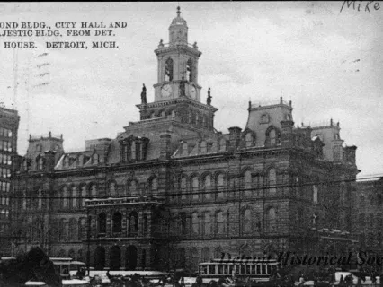 Postcard - Hammond Bldg., City Hall and Majestic Bldg. from Det. Opera House. Detroit, Mich.