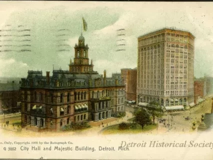 Postcard - City Hall and Majestic Building, Detroit, Mich.