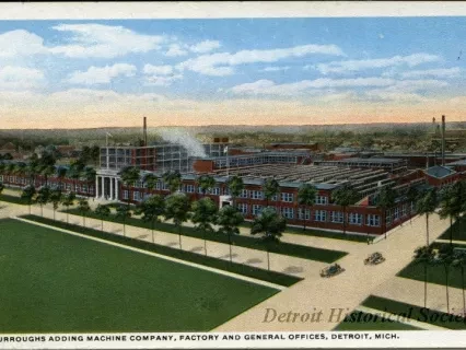 Postcard - Burroughs Adding Machine Company, Factory and General Offices,
Detroit, Mich.