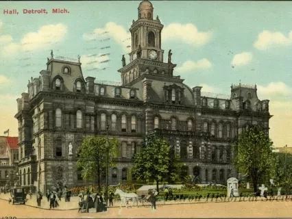 Postcard - City Hall, Detroit, Mich.
