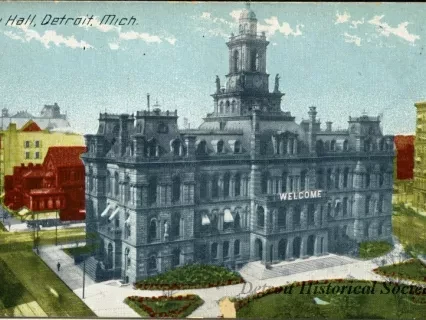Postcard - City Hall, Detroit, Mich.