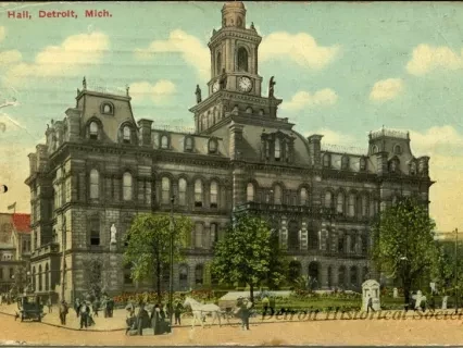 Postcard - City Hall, Detroit, Mich.