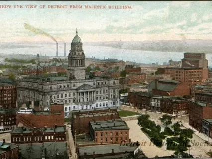 Postcard - Bird's Eye View of Detroit from Majestic Building
