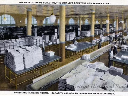 Postcard - The Detroit News Building, The World's Greatest Newspaper Plant