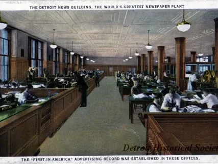 Postcard - The Detroit News Building, The World's Greatest Newspaper Plant