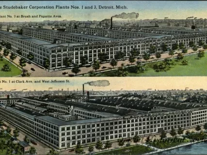 Postcard - The Studebaker Corporation Plants Nos. 1 and 3, Detroit, Mich