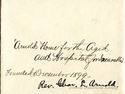Envelope - Arnold Home for the Aged and Hospital for Incurables