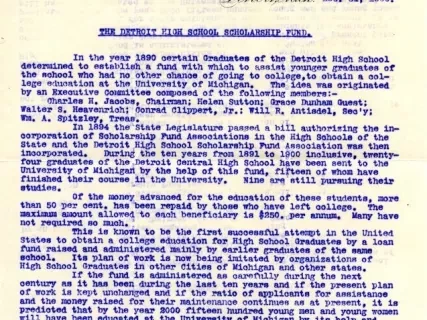 Letter - The Detroit High School Scholarship Fund