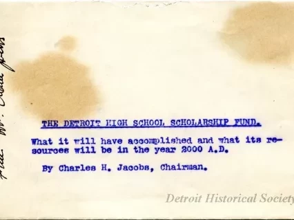 Envelope - The Detroit High School Scholarship Fund