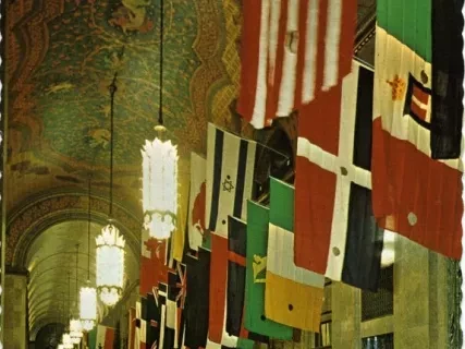 Postcard - Fisher Building Arcade of Flags - Fisher Building