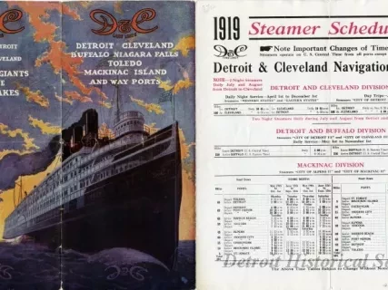 Brochure - D&C Lake Lines, Detroit, Cleveland, Buffalo, Niagara Falls, Toledo, Mackinac Island, and Way Ports