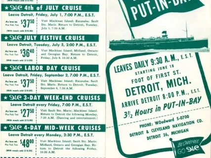 Brochure - Round Trip Excursions: Detroit to Put-In-Bay