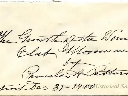 Envelope - The Growth of the Women's Club Movement