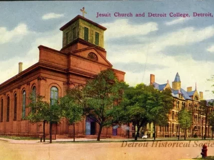 Postcard - Jesuit Church and Detroit College, Detroit, Mich.