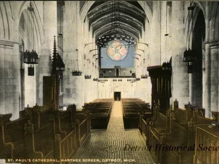 Postcard - St. Paul's Cathedral, Narthex Screen, Detroit, Mich.