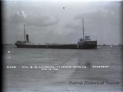 Negative, Glass-plate - Str. G.B. LEONARD Covered with Ice, Nov. 13th, 1911