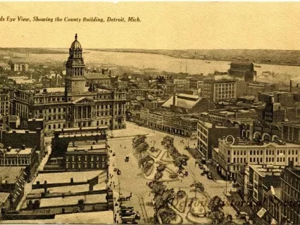 Postcard - Birds Eye View, Showing the County Building, Detroit, Mich. - Bird's Eye View, Showing the County Building