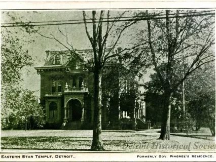 Postcard - Eastern Star Temple, Detroit. Formerly Gov. Pingree's Residence. - Eastern Star Temple, Detroit