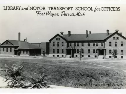 Postcard - Library and Motor Transport School for Officers, Fort Wayne, Detroit, Mich.