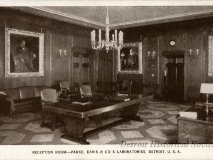 Postcard - Reception Room - Parke, Davis & Co.'s Laboratories, Detroit, U.S.A.