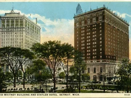 Postcard - David Whitney Building and Statler Hotel, Detroit, Mich.