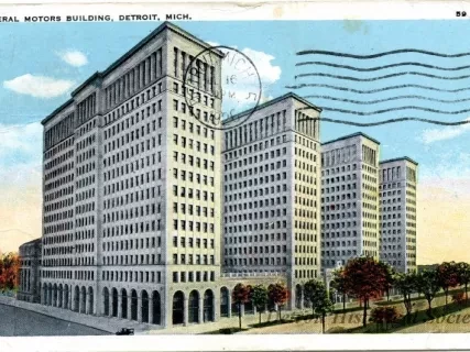 Postcard - General Motors Building, Detroit, Mich.