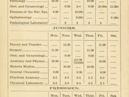 Calendar - University of Michigan Department of Medicine and Surgery Order of Exercises, First Semester, 1888-89.