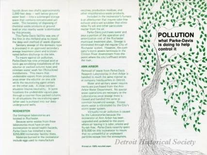 Brochure - Pollution, What Parke-Davis Is Doing to Help Control It