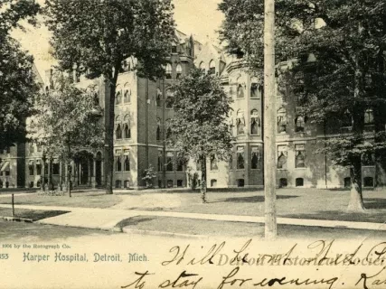 Postcard - Harper Hospital, Detroit, Mich.