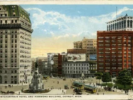 Postcard - Pontchartrain Hotel and Hammond Building, Detroit, Mich.