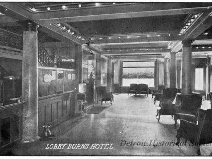 Postcard - Lobby, Burns Hotel