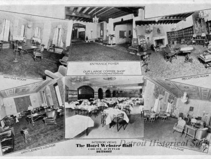Postcard - Interior Views, The Hotel Webster Hall, Cass Ave. at Putnum, Detroit