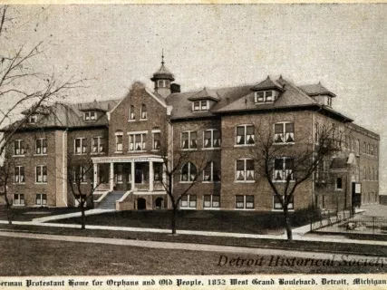 Postcard - German Protestant Home for Orphans and Old People, 1852 West Grand Boulevard, Detroit, Michigan
